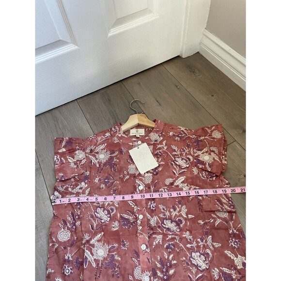 Perry Walker Collective Shirt Womens 3 Celia Blouse top Pink Floral Button - Picture 4 of 9